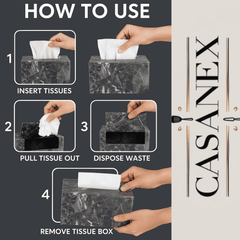 Luxury Marble Tissue Box & Dustbin Set – Elegant Black & Gold Marble Design for Home & Office